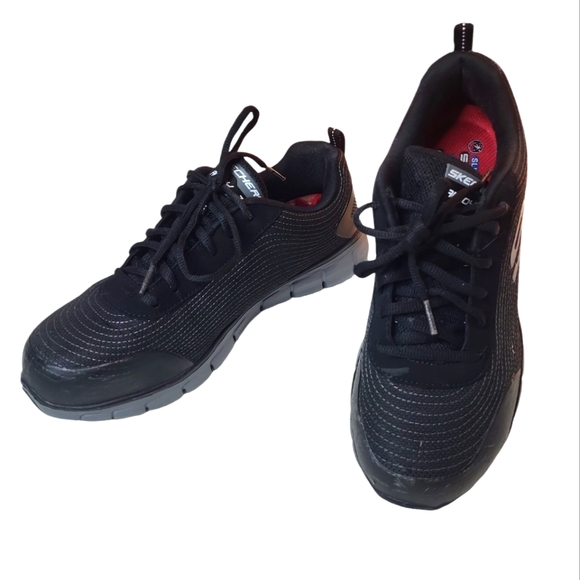 Skechers slip resistant alloy toe memory foam air cooled Synergy Wingo Work Shoe - Picture 2 of 16